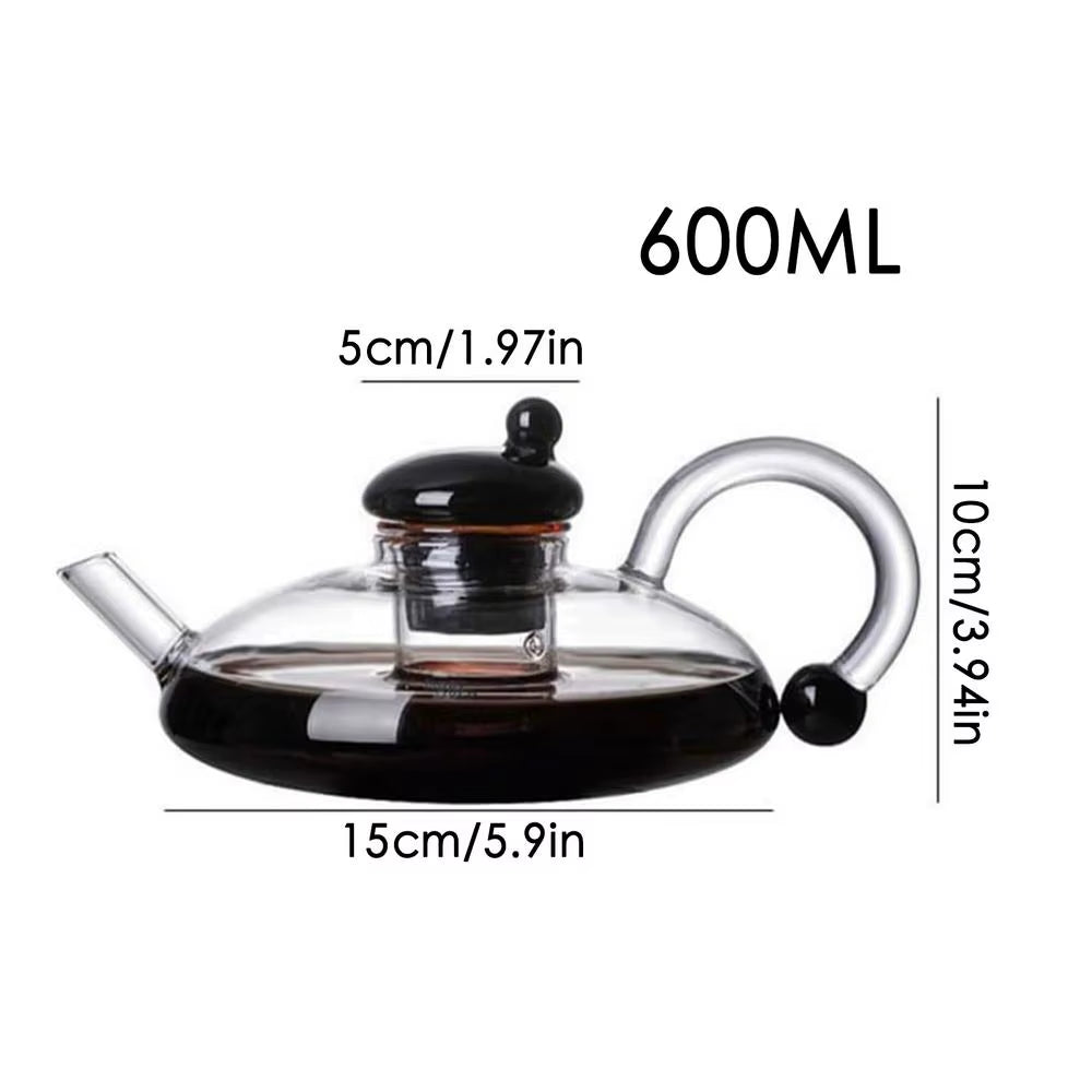 Glass Teapot with Infuser Glass Electric Kettle Glass Tea Kettle with Heating Pad Hot Tea Maker with Handle Teapot with Warmer