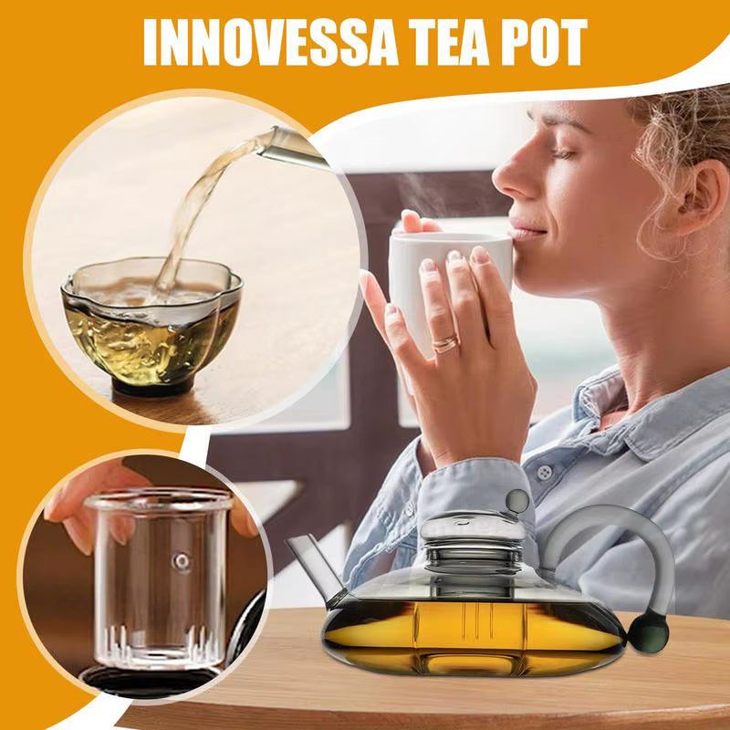 Glass Teapot with Infuser Glass Electric Kettle Glass Tea Kettle with Heating Pad Hot Tea Maker with Handle Teapot with Warmer