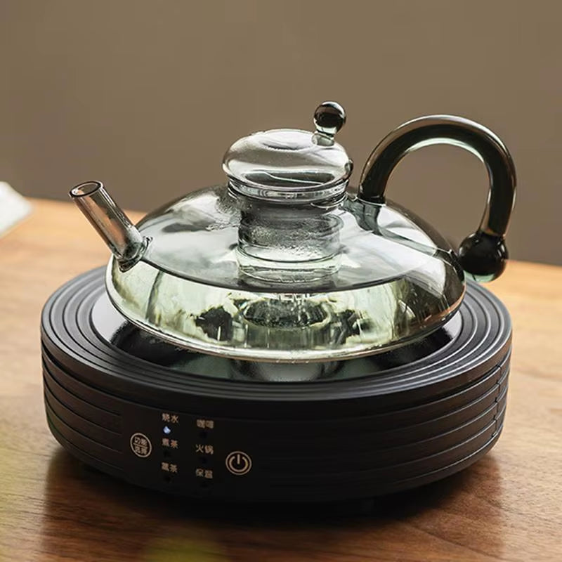 Glass Teapot with Infuser Glass Electric Kettle Glass Tea Kettle with Heating Pad Hot Tea Maker with Handle Teapot with Warmer